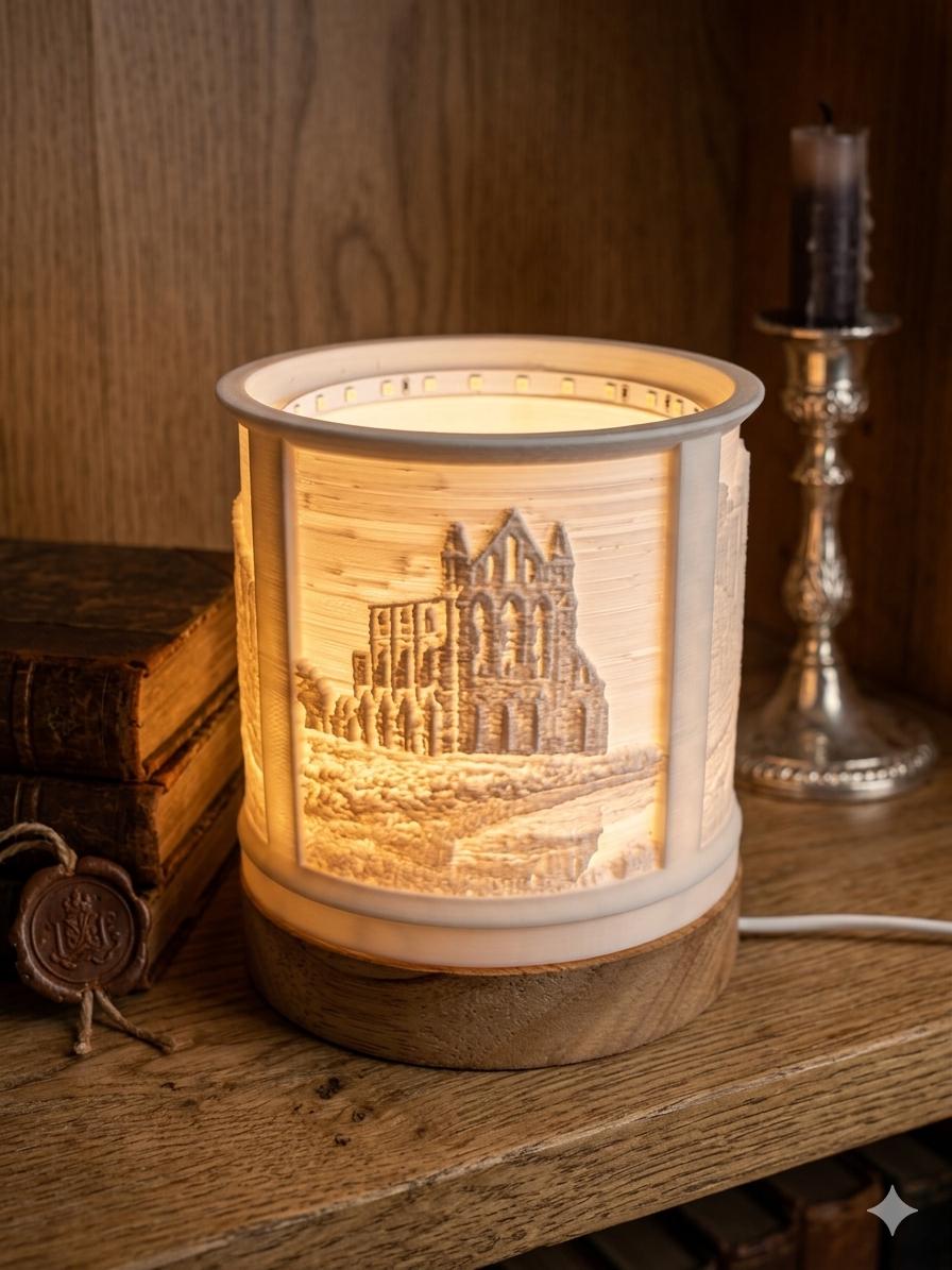 Yorkshire Scenes 3D LED Photo Lamp: York Minster, Whitby Abbey (USB & Remote)