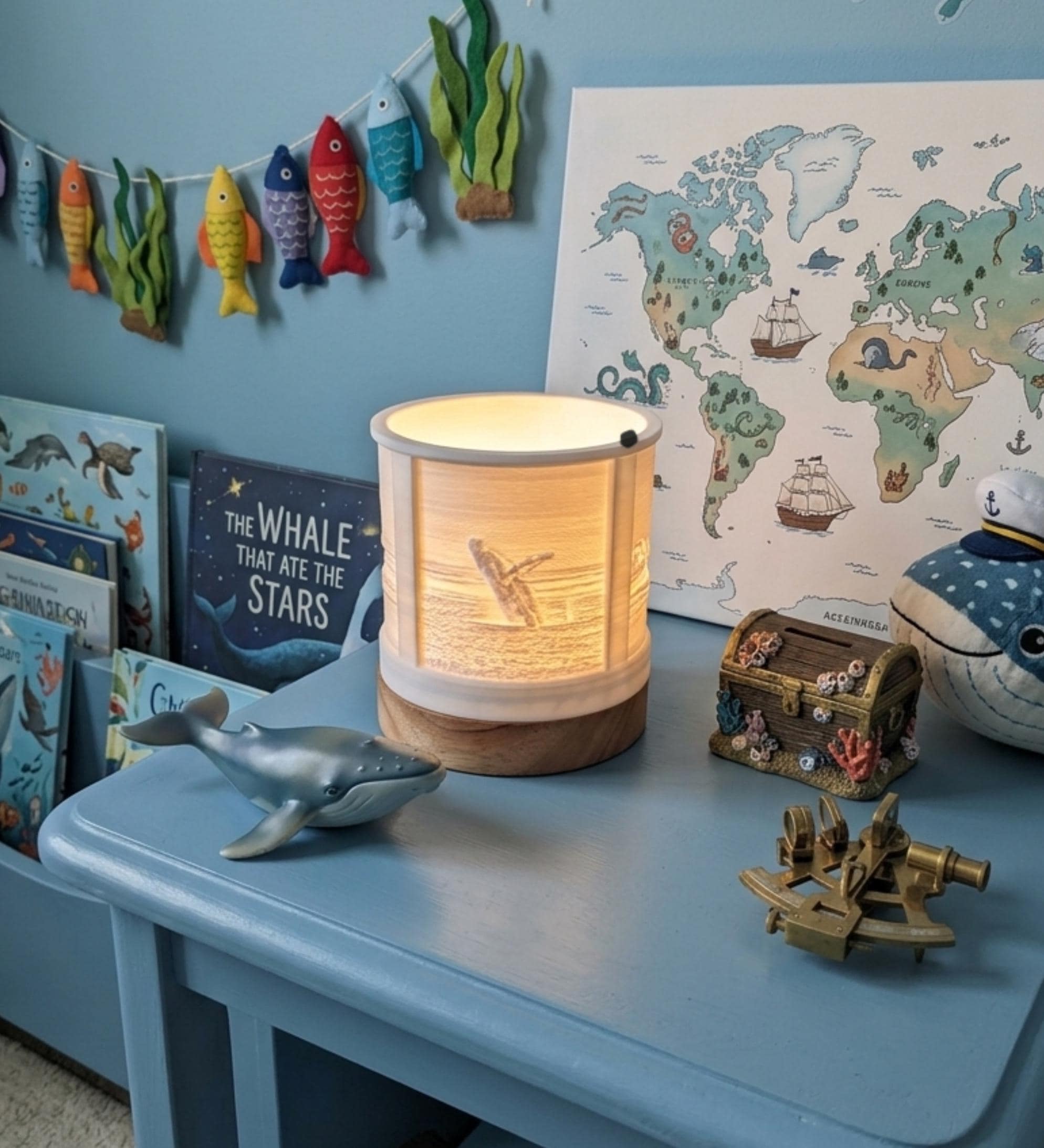 3D Ocean Scene LED Lamp: USB Night Light with Remote