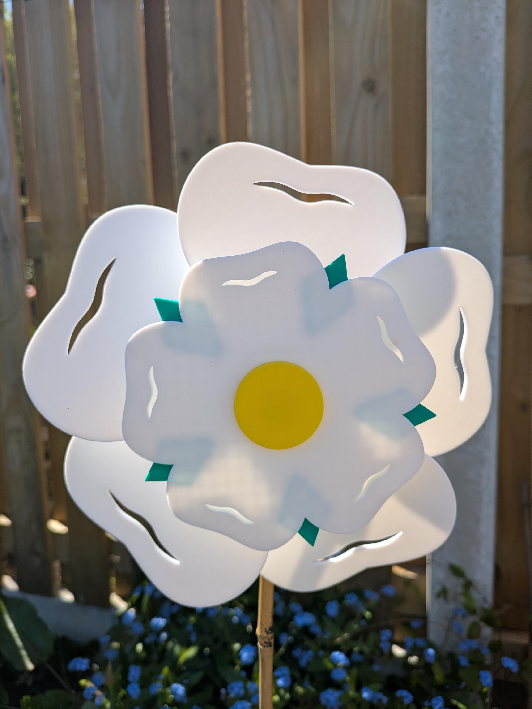 Yorkshire White Rose Wind Spinner | Steel Bearings, Garden Art