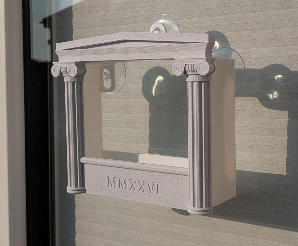 Greek/Roman Temple Bird Feeder – Ionic Column Window Decor MMXXVI