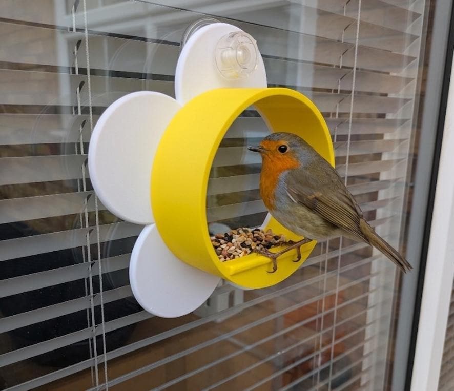 Bright sunny flower novelty window Bird Feeder: Suction Cup Design