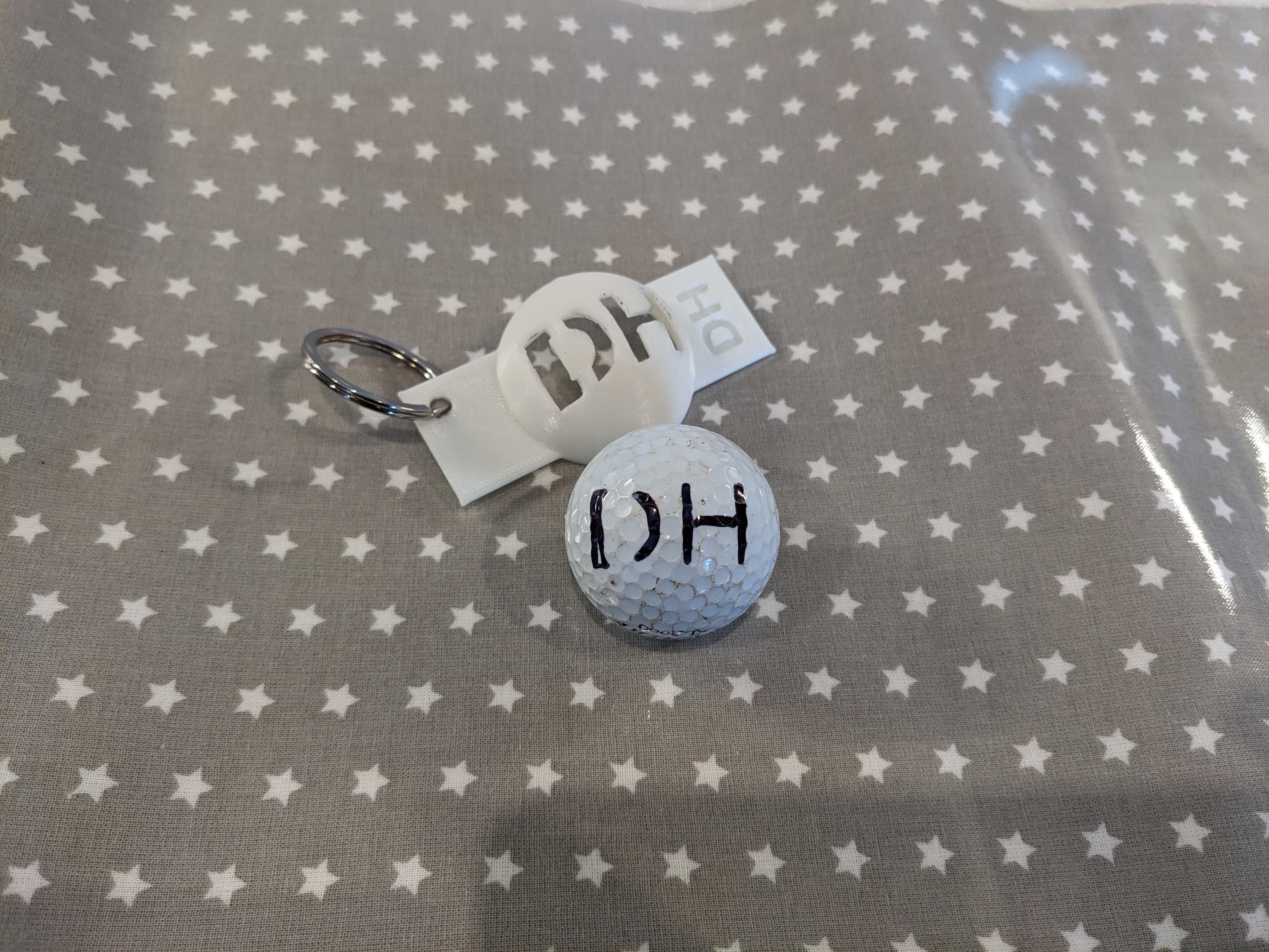 Golf ball marker template, with personalised initials
