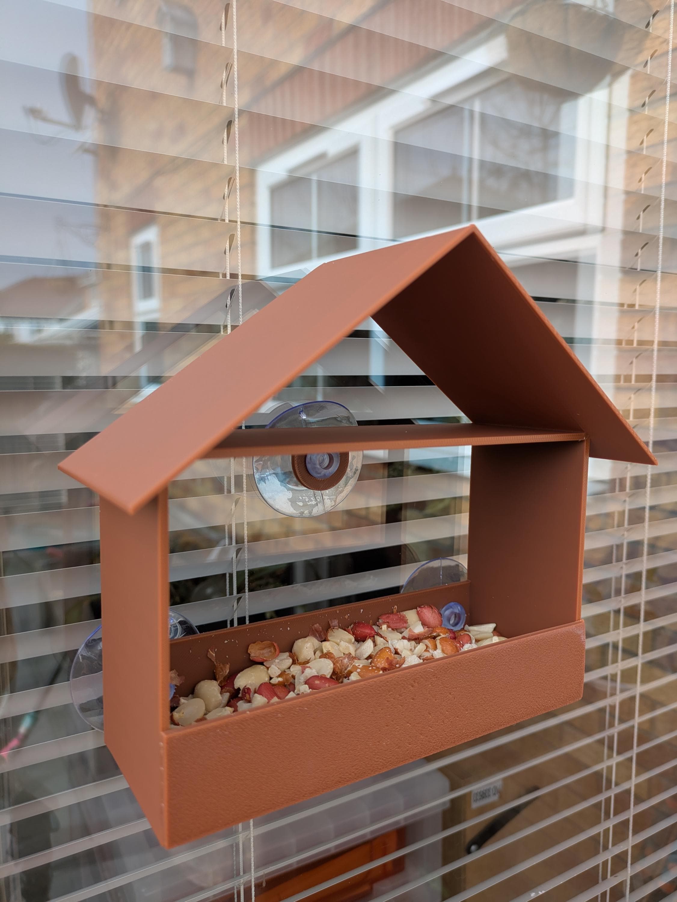 Rustic Birdhouse Window Feeder - Suction Cup, Small Bird View, Gift