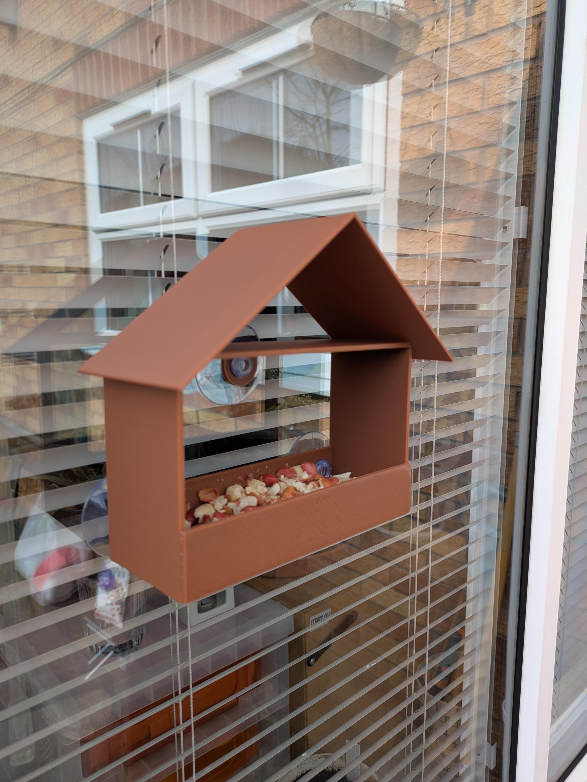 Rustic Birdhouse Window Feeder - Suction Cup, Small Bird View, Gift